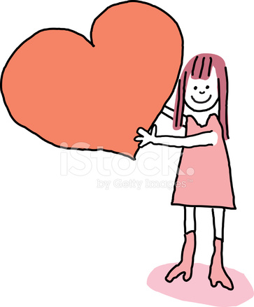 363x439 Lover Girl With Heart Cartoon At Valentine's Day Stock Vector