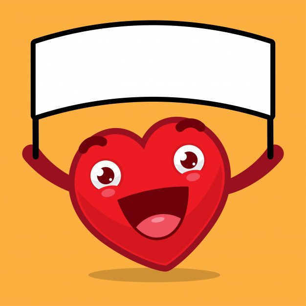626x626 Heart Cartoon Characters Holding Blank Sign Vector Premium Download