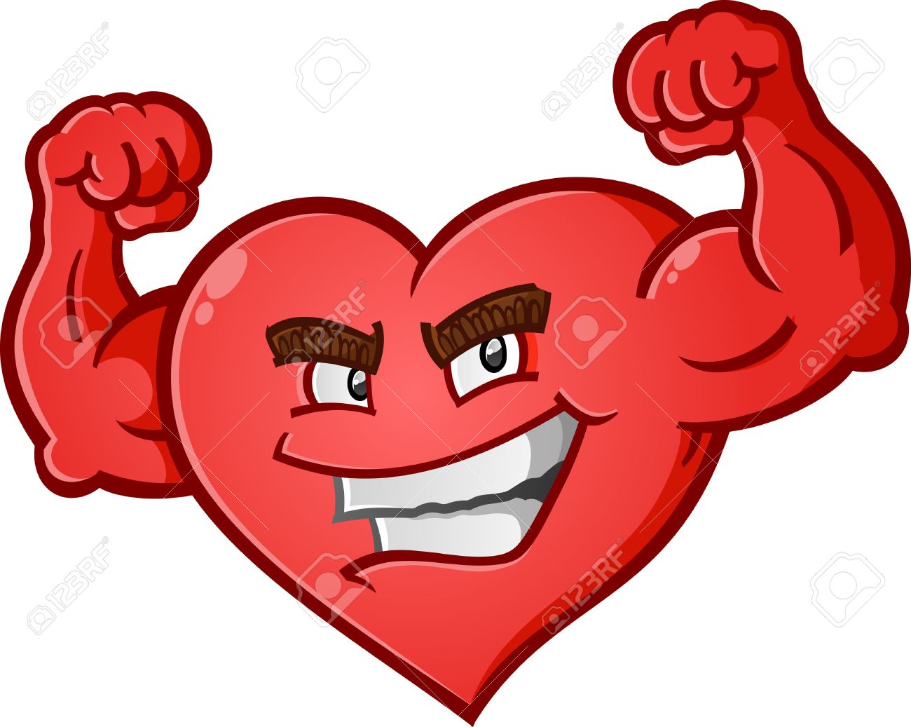 1300x1037 Heart Flexing Muscles Cartoon Character Royalty Free Cliparts