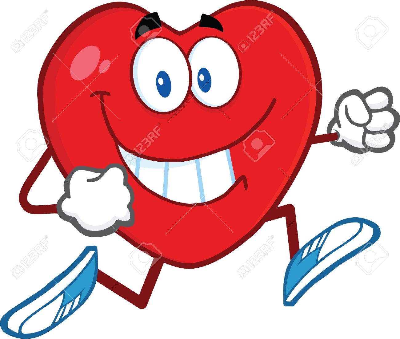 1300x1103 Smiling Heart Cartoon Mascot Character Running Illustration