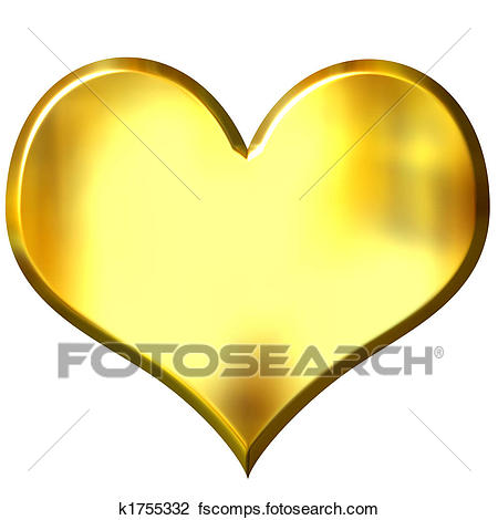 450x470 Clip Art Of 3d Golden Heart K1755332