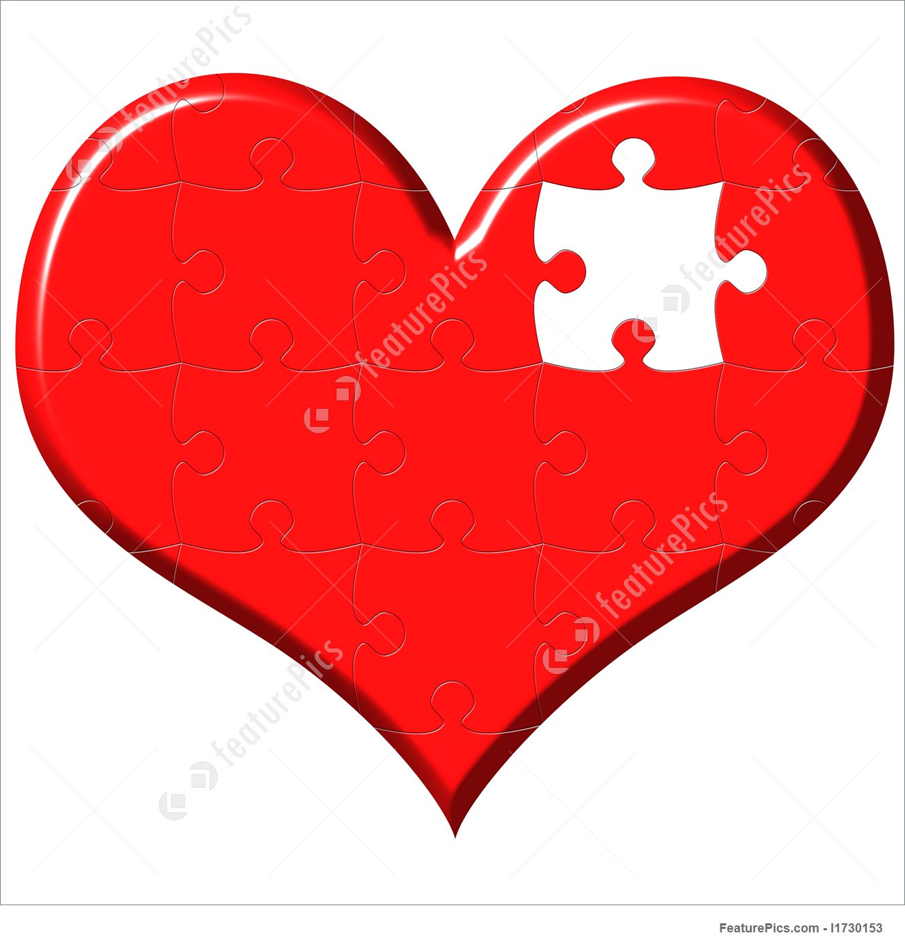 1300x1360 Illustration Of 3d Heart Puzzle With Missing Piece