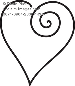 261x300 Clip Art Illustration Of A White Heart With Black Outline