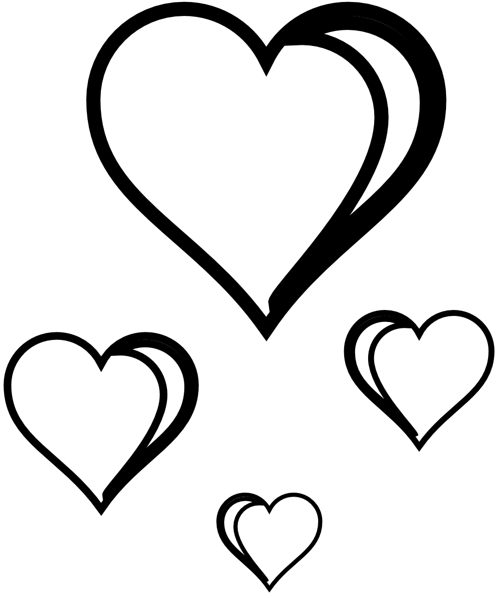 999x1198 Valentines Day Heart Clipart Black And White Letters