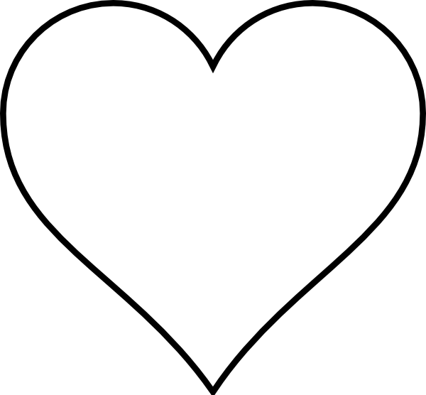 600x556 Black And White Heart Outline Clipart