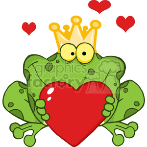 300x300 Royalty Free Cartoon Frog Prince Holding A Red Heart 381796 Vector