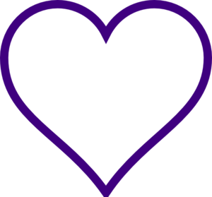 300x279 White Heart W Purple Outline Clip Art