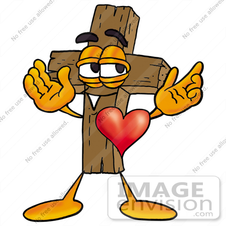 450x450 Clip Art Graphic Of A Wooden Cross Cartoon Character With His