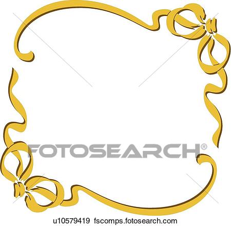 450x440 Clip Art Of Gold Bow Frame U10579419