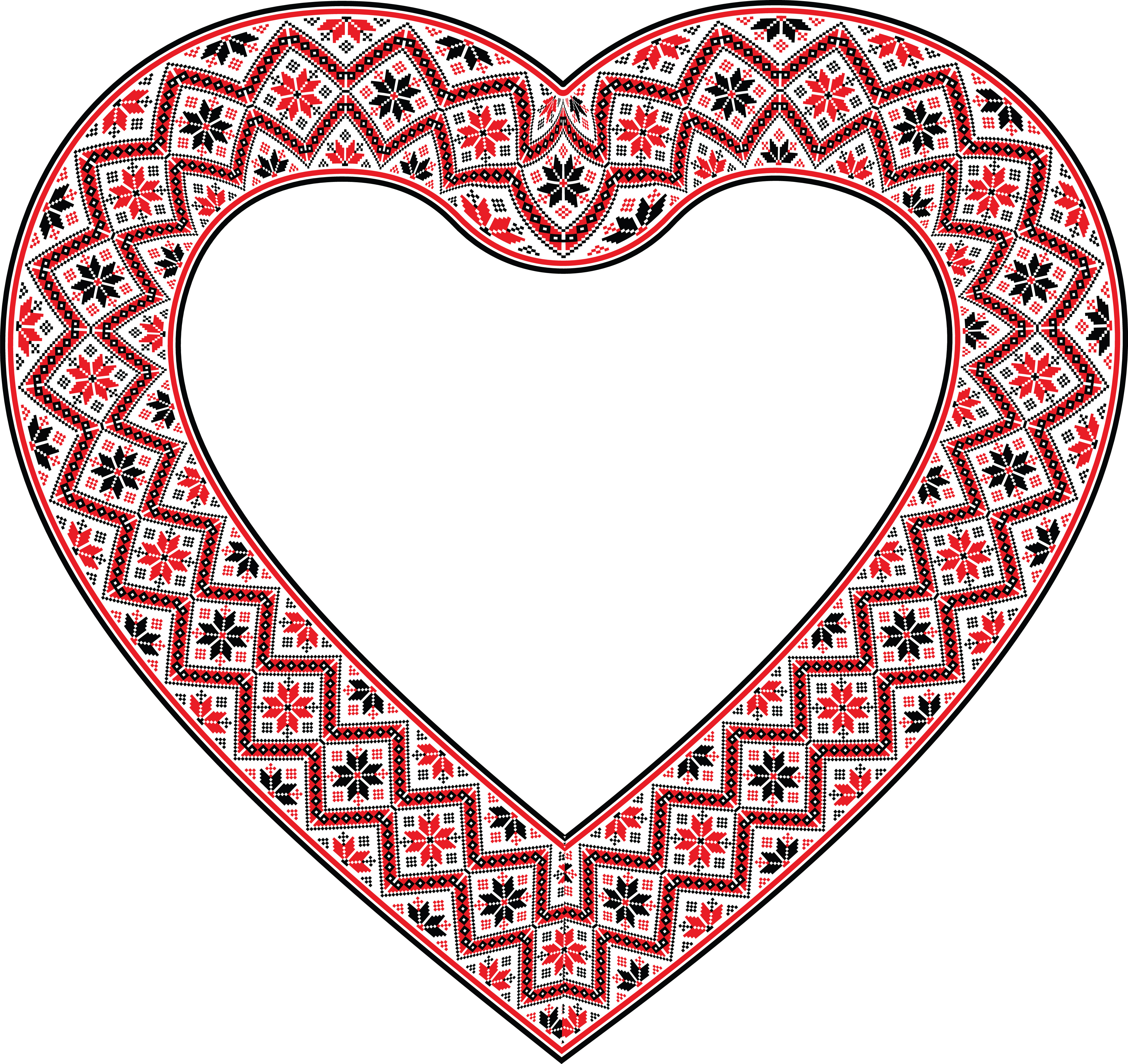 4000x3772 Clipart Of A Patterned Embroidery Heart Frame
