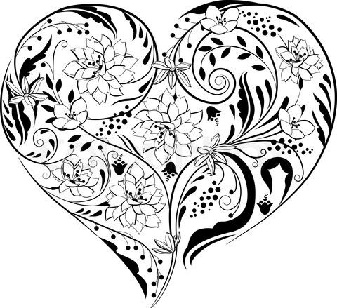 480x439 Drawn Hearts Black And White