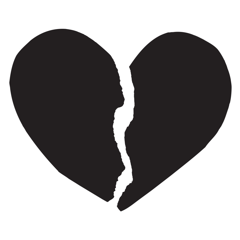 1000x1000 White Clipart Broken Heart