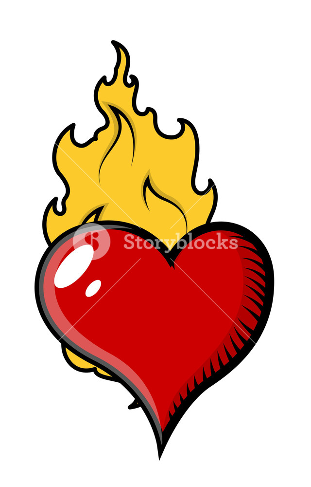 640x1000 Burning Heart In Flames Vector Illustration Royalty Free Stock