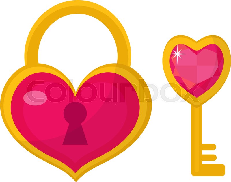 800x630 Heart Lock And Heart Key Icon, Flat Design. Valentines Day, Love