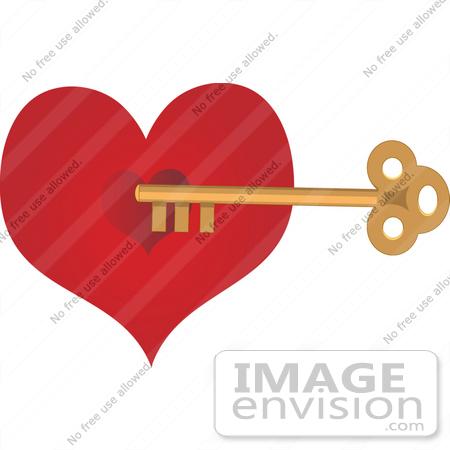 450x450 Clipart Of A Deep Red Heart Being Unlocked By A Skeleton Key