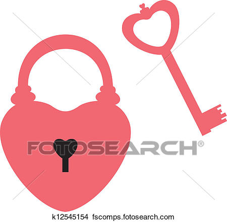 450x441 Clipart Of Heart Lock And Key K12545154