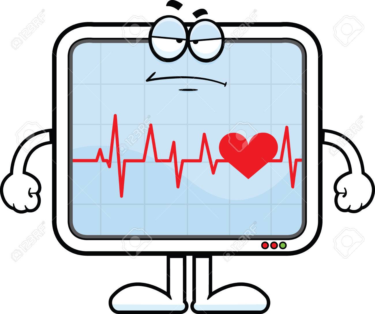 1300x1087 Cartoon Illustration Of A Heart Monitor With A Grumpy Expression