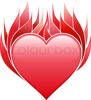 291x320 Heart In Fire Stock Vector Colourbox