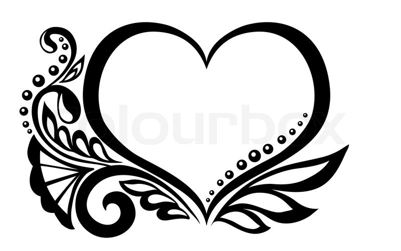 800x501 Black And White Symbol Of A Heart With Floral Design And Butterfly