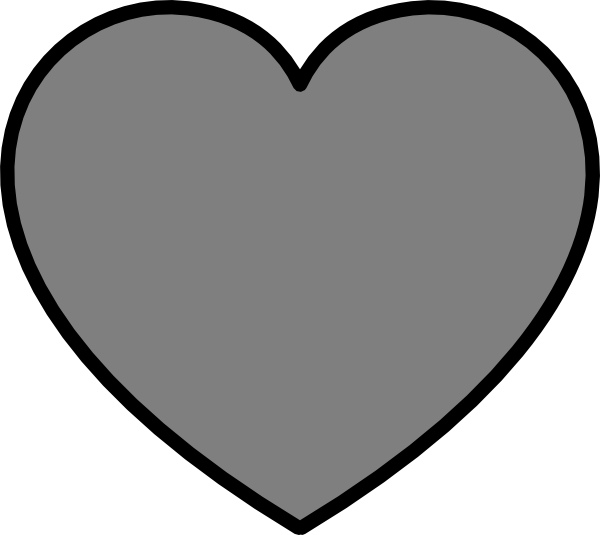 600x535 Solid Dark Gray Heart With Black Outline Clip Art