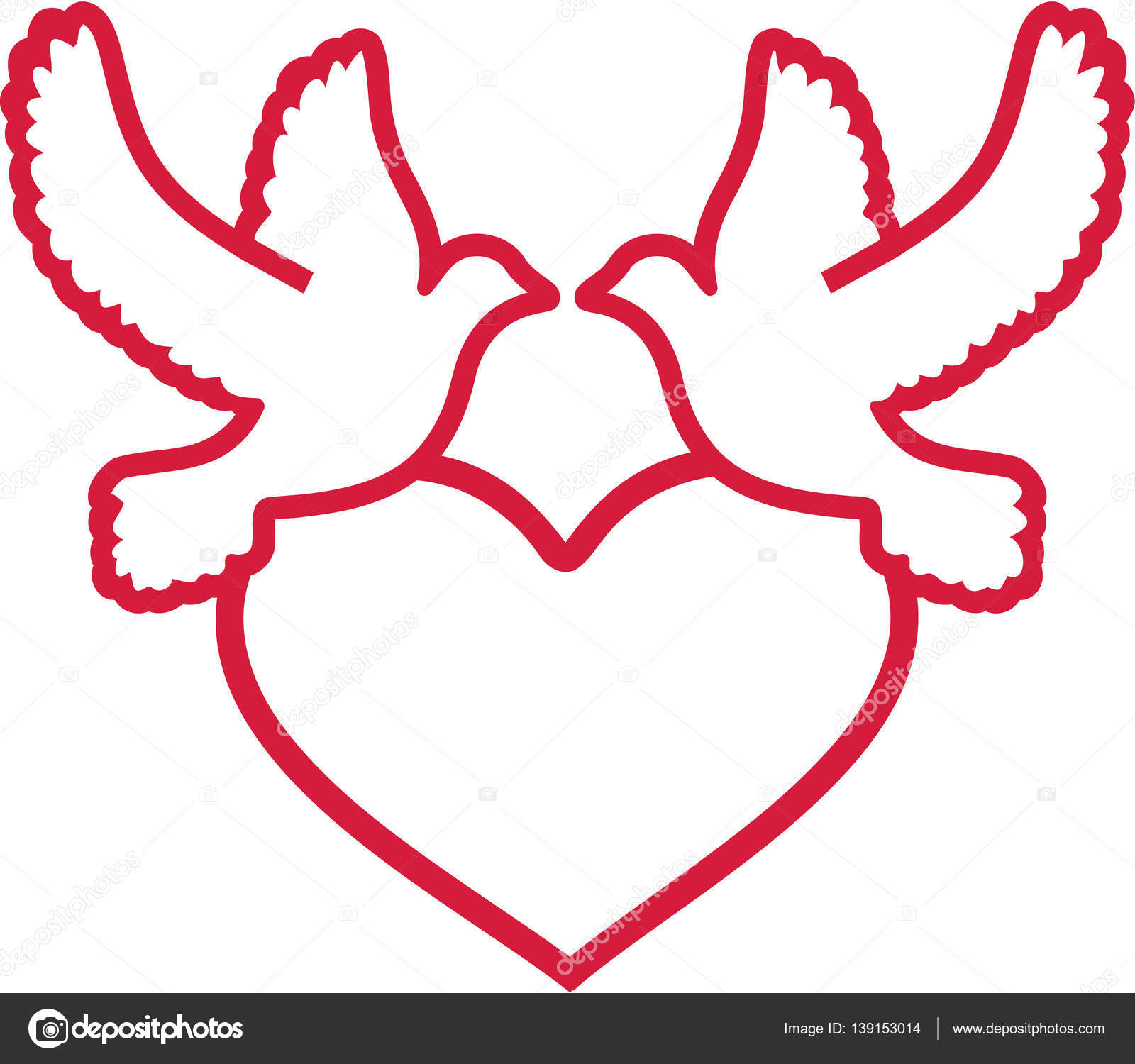 1600x1500 Two Doves With Heart Outline Stock Vector Miceking