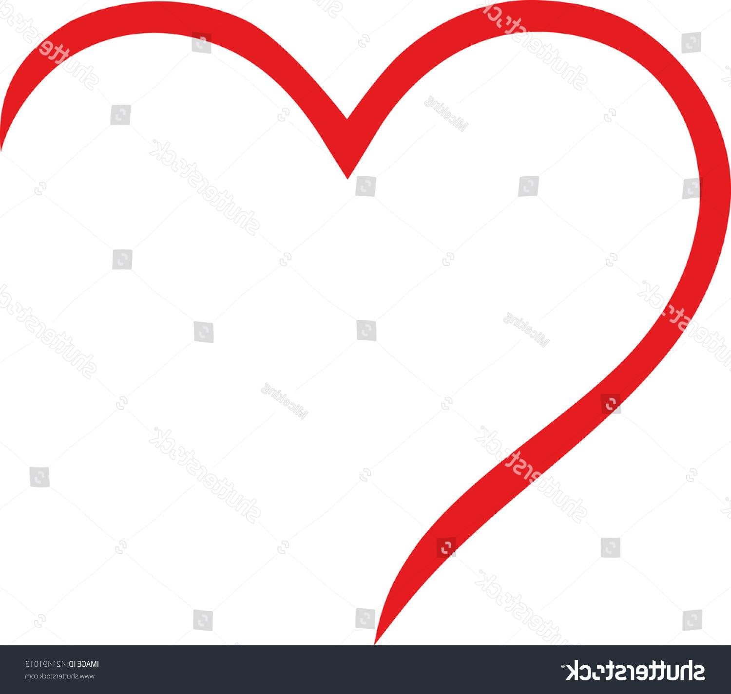 1500x1425 Unique Stock Vector Half Heart Outline Image