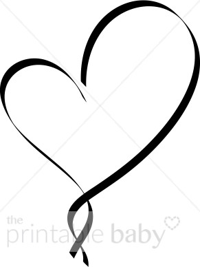 291x388 Black And White Ribbon Heart Clipart Heart Baby Clipart