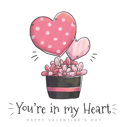 490x490 Cute Flower Vase With Flowers, Leaves And Heart Globe