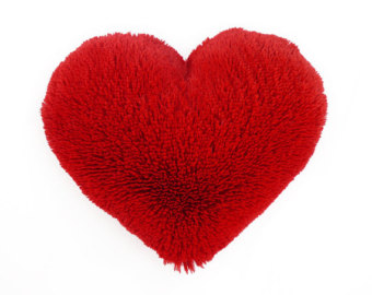 340x270 Fluffy Pink Heart Shaped Decorative Pillow Valentines Day