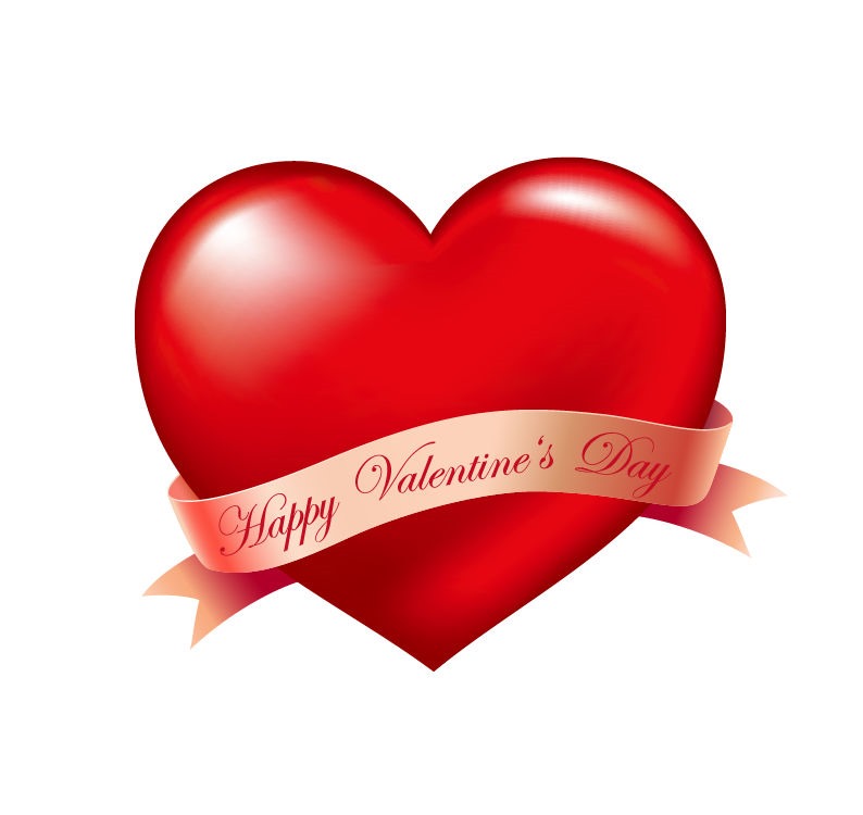 794x750 Red Heart And Ribbon Valentines Day Vector Illustration Free