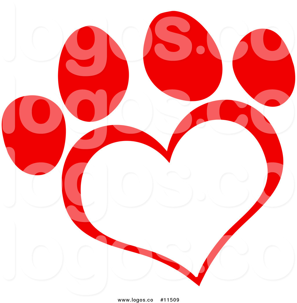 1024x1044 Royalty Free Clip Art Vector Logo Of A Red Heart Shaped Paw Print