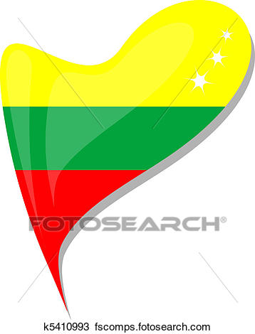 358x470 Clipart Of Lithuanian Flag Button Heart Shape K5410993