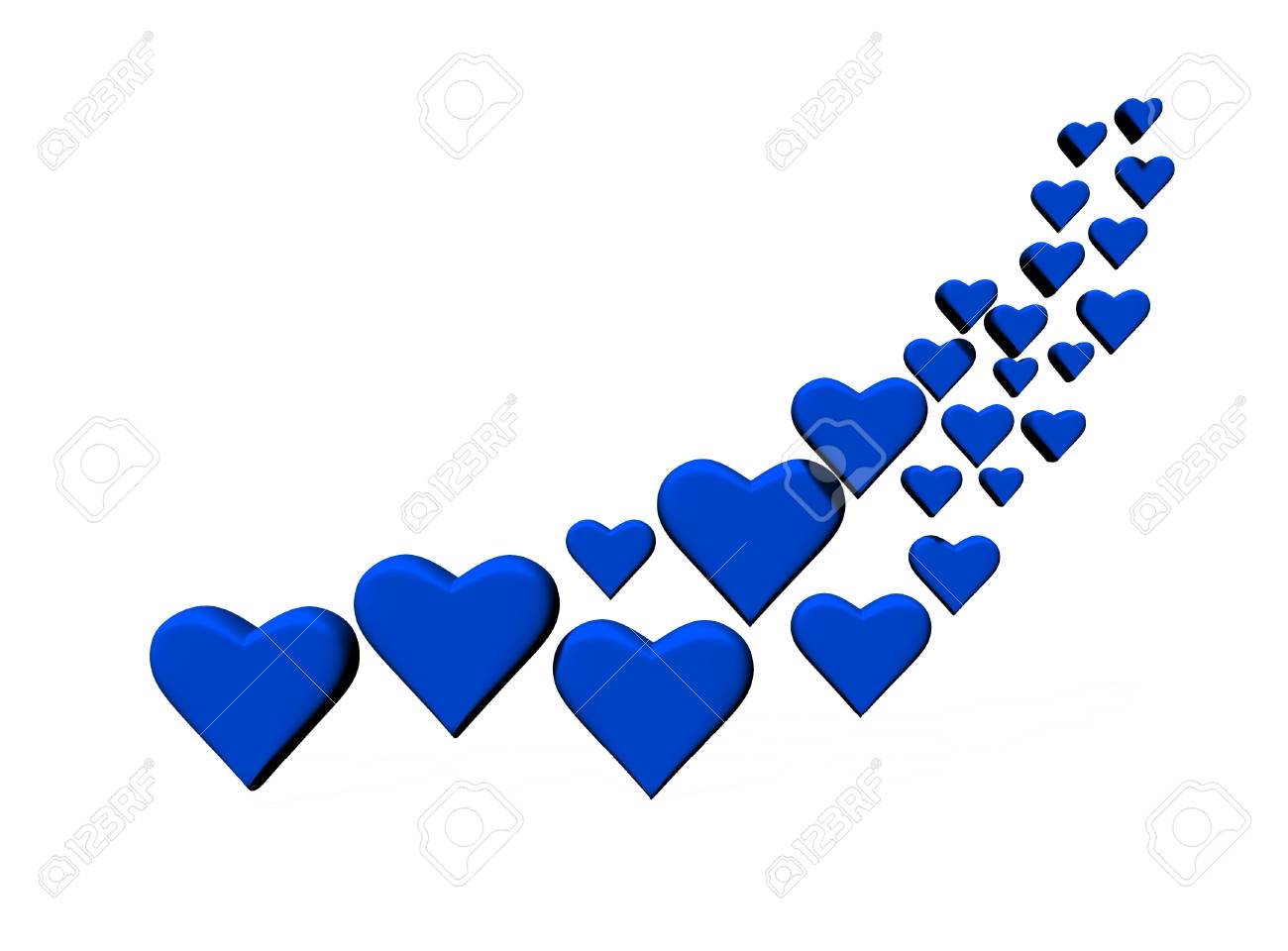 1300x960 Swirl Of Many 3d Hearts, Group Of Different Sized Blue Heart