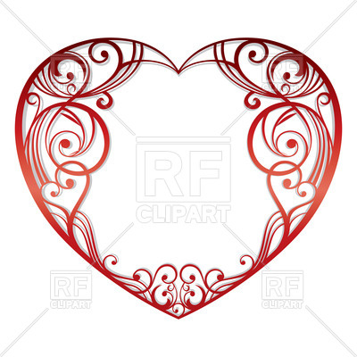 400x400 Ornate Heart Silhouette Royalty Free Vector Clip Art Image