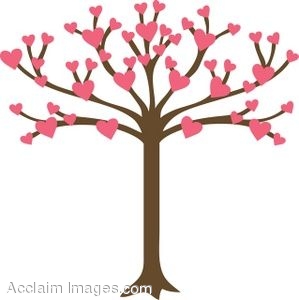 299x300 Clipart Of A Tree With Heart Shaped Leaves