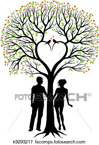 321x470 Clip Art Of Couple With Heart Tree, Vector K9293217