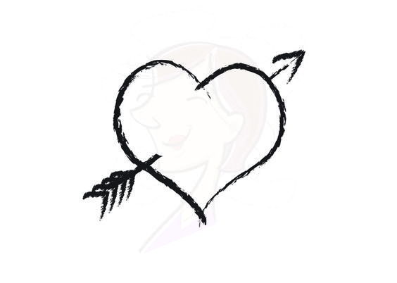 564x402 Gold Heart Arrow Boho Clipart