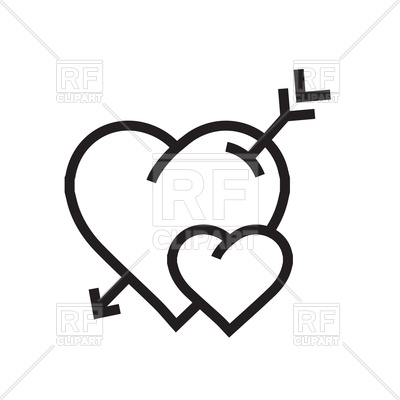 400x400 Cartoon Hearts With Arrow Icon Outline Royalty Free Vector Clip