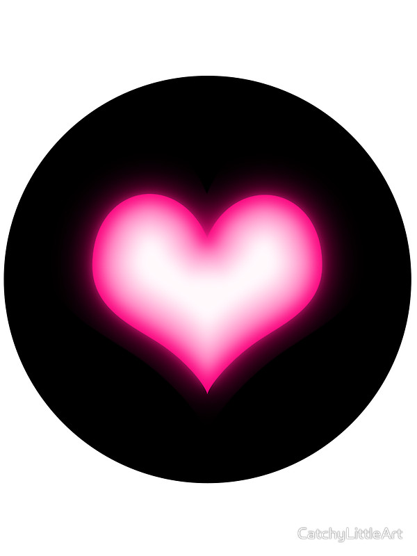 600x800 Shiny Pink Heart On Black Background Stickers By Catchylittleart