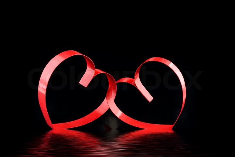 800x533 St. Valentine Day. Couple Of Hearts, On Black Background Stock