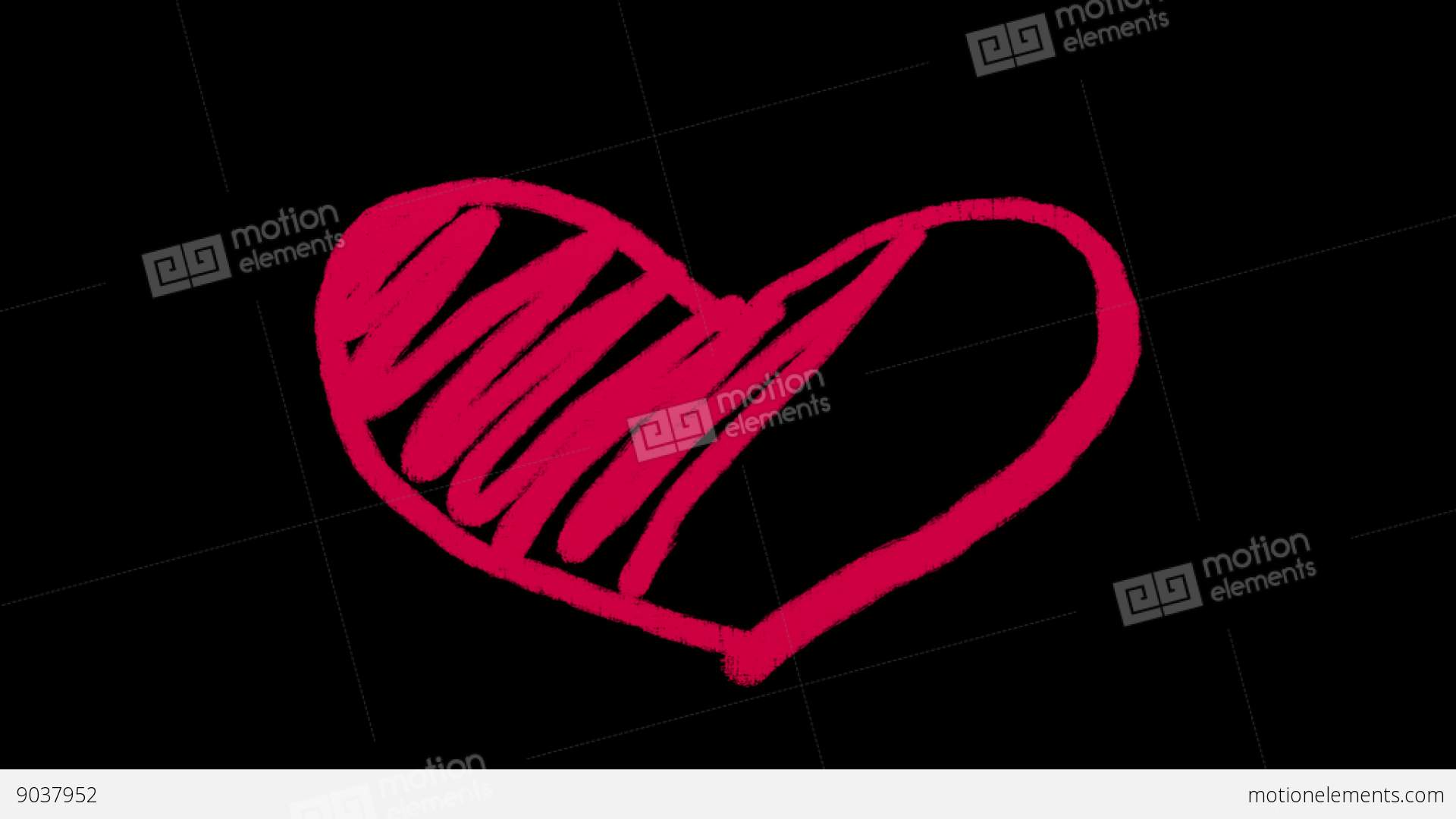 1920x1080 Drawing Heart By Red Crayon On Black Background Stock Animation