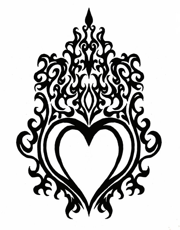 600x767 Heart With Flames Drawings Of Hearts With Flames Clipart 2