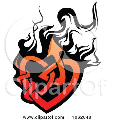 450x470 Royalty Free (Rf) Flaming Heart Clipart, Illustrations, Vector