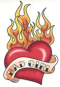 209x300 Big Red Heart With Flames Amp 034bad Girlamp 034temporary Tattoo