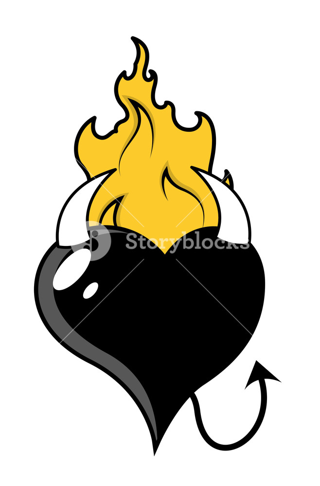 658x1000 Black Evil Heart With Flames