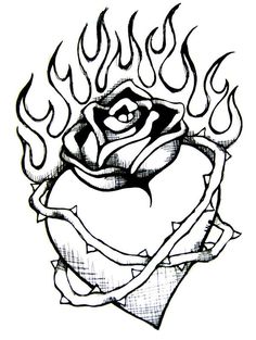 Heart With Flames Coloring Pages | Free download on ClipArtMag