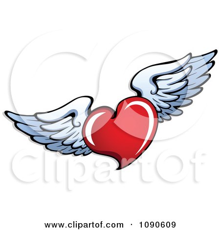 450x470 Heart And Wings Clipart