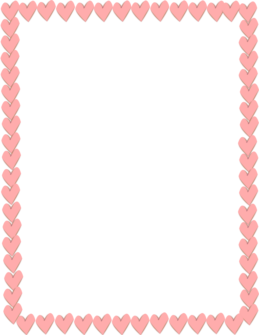 850x1100 Pink Hearts Border Page Frames Holiday Clipart