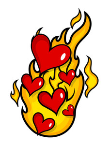 225x300 Burning Heart In Flames Vector Illustration Royalty Free Stock