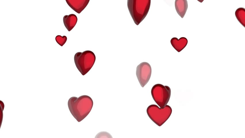 852x480 Digital Animation Of Red Hearts Floating Against Green Screen